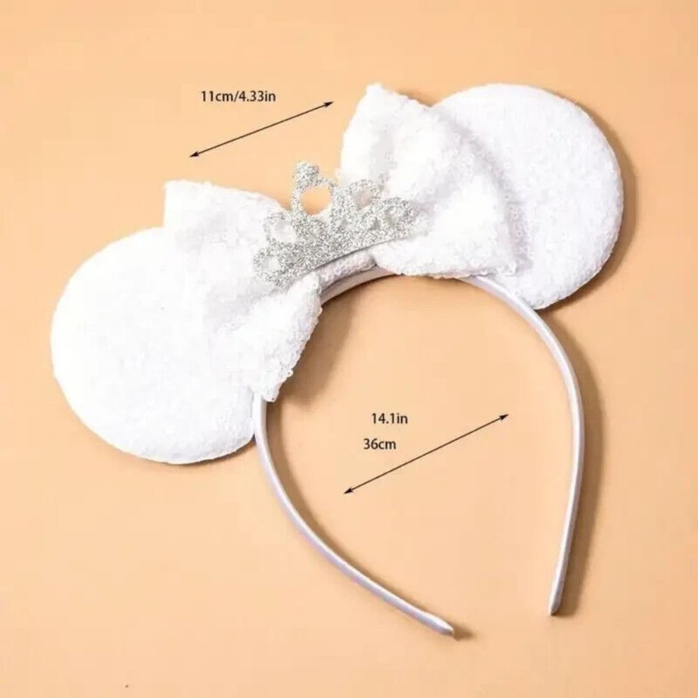 NEW- Tiara Mouse Ears Headband with Sequins Bow